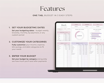Budgeting Template for Google Sheets (fully customizable)